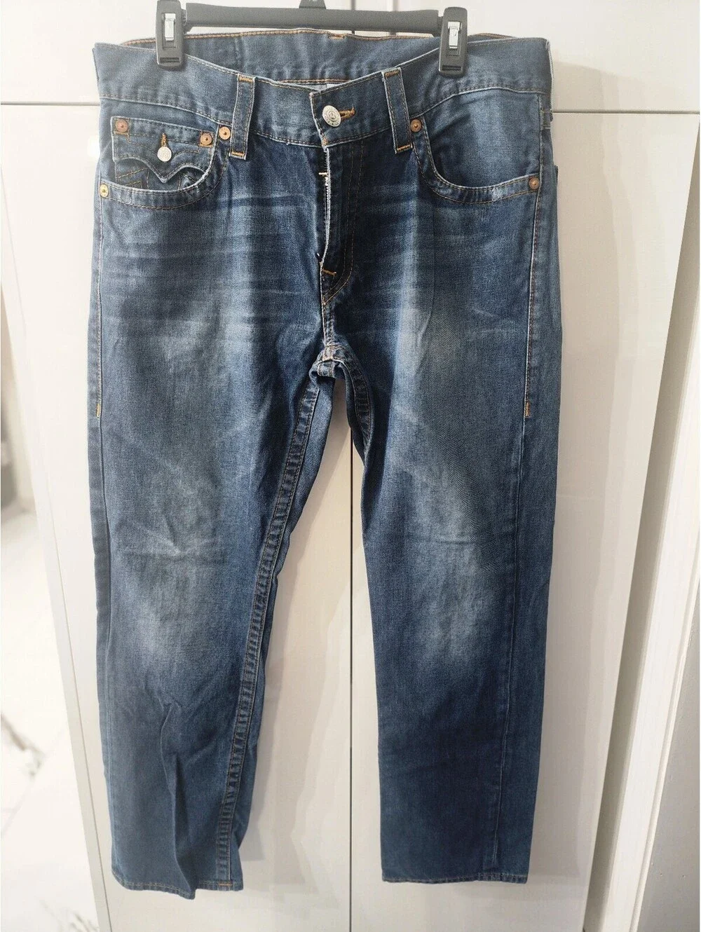 True Religion 34 by 33L Men's Slim Fit  Jeans with Signature Pocket Design
